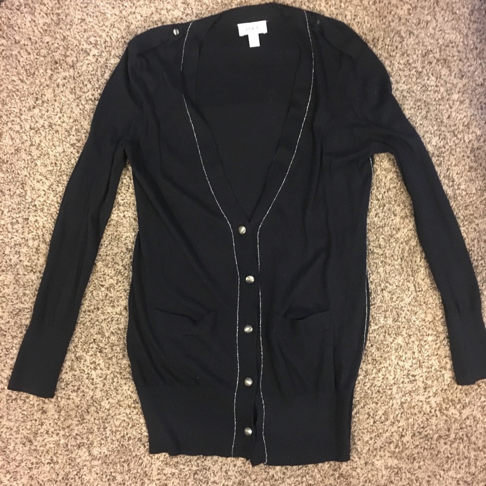 Boyfriend cardigan navy w/ sliver detail szM